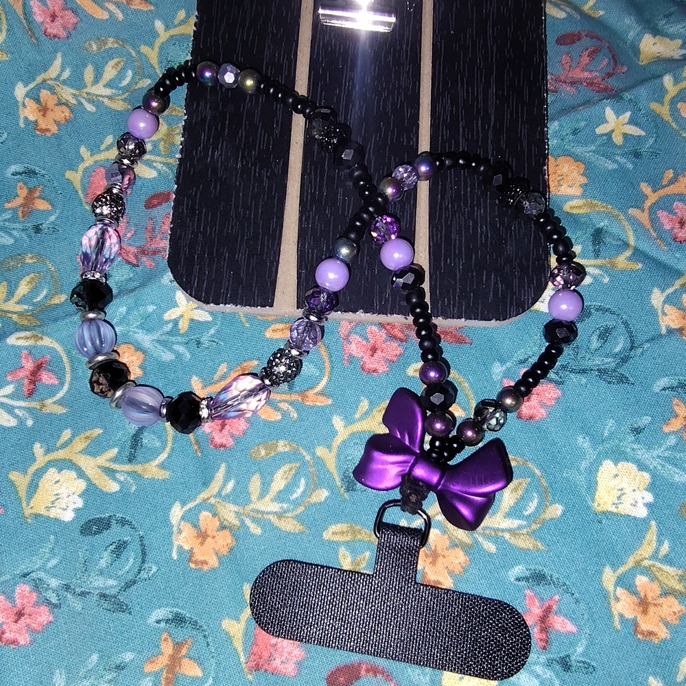 Purple and Black Beaded Bracelet
